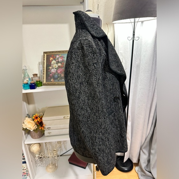 Lucky Brand Wool Blend Pea Coat Black Gray Double-Breasted Button-Up Jacket Sz M - Picture 6 of 15